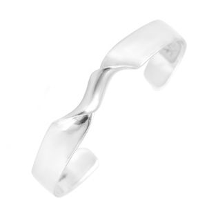 Silver Mountain 925 Sterling Silver Twisted Wave <b>Charm</b> Bracelet Cute Open Kada High Polish Finish Unisex/Women's 30g - Product Image 5