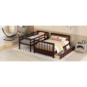 Espresso Twin Over Full Bunk Bed with Ladders and Two <b>Storage</b> <b>Drawers</b> Kids' Furniture (<b>Old</b> SKU LT000165AAP) - Product Image 5