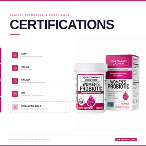 Cápsulas Probióticas para Mujeres de Marca Privada con Prebióticos, Fórmula Multicepas, Suplemento Dietético, Fabricante OEM ODM - Product Image 2