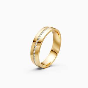 Bague pour homme éthique et écologique avec diamant de laboratoire serti en canal, 0,43 ct rond |   En or jaune, blanc et rose 9 carats - Product Image 2