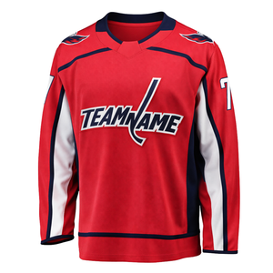 Camiseta de hockey sobre hielo roja, uniforme de equipo deportivo transpirable de manga larga, ropa deportiva de entrenamiento profesional para adultos - Product Image 2
