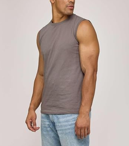 Débardeurs de sport pour hommes 100% Coton, Qualité Supérieure, Modèle 2026, Vente en Gros Usine, Modèle Uni en Maille Côtelée Ajustée - Product Image 4