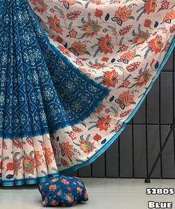 Nouveau tissu en lin doux, imprimé numérique motif patola, avec imprimé floral et bordure zari patti - Product Image 5