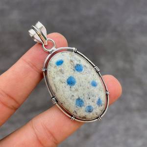 Pendentif K2 Azurite fait main en argent sterling 925, collier avec pierre précieuse naturelle bleu et blanc, cadeau pour femme - Product Image 6