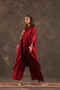 <b>Kaftan</b> <b>Top</b> with Pant Maroon - Product Image 4