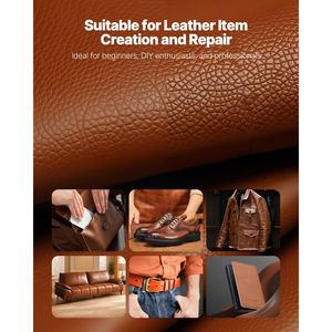 Kit di Utensili per Lavorazione Pelle 38 Pezzi, Strumenti per Artigianato in Pelle con Borsa Portatile in Tela per Incisione, Punzonatura, Cucitura, Stampa e Taglio - Product Image 6