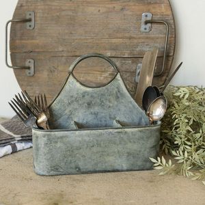 Open Top Galvanized Cutlery <b>Holder</b> Easy To Use <b>Utensil</b> Storage For Busy Kitchen Counters - Product Image 1