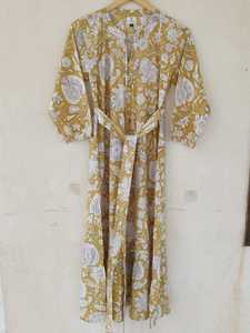 Robe Bohème 100% Coton Pur pour Femme, Imprimé Floral, Robe Longue Ample et Évasée, Robe Décontractée Confortable et Infroissable - Product Image 3