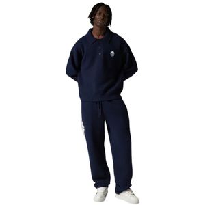 Pull en maille à manches longues pour homme, col boutonné texturé doux, bleu marine, décontracté, hiver, mélange de coton, OEM - Product Image 6