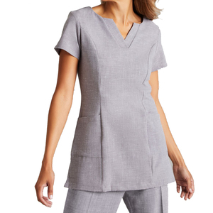 Uniformes de Spa Personalizados de Alta Calidad con Cuello en V, de Algodón, Poliéster y Spandex, Túnica Unisex para Salón de Belleza con Bolsillos y Logotipo Personalizado - Product Image 1