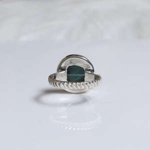 Bague en argent Sterling 925 massif faite à la main, bague faite à la main, bague céleste, bijoux en Malachite verte, cadeau pour elle - Product Image 6