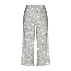 Women's High <b>Waist</b> Wide Leg Floral Print Knitted Eco-Friendly Loose Fit Full Length Casual Breathable Spring Pant <b>Elastic</b> <b>Waist</b> - Product Image 4