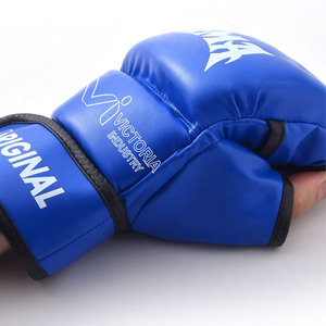 Gants d'entraînement de boxe MMA en cuir PU de haute qualité personnalisés, demi-doigts, gants UFC MMA - Product Image 4