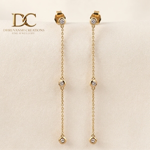 IGI Certified 10K Solid Yellow Gold Lab Grown <b>Diamond</b> Round Cut Drop <b>Dangle</b> <b>Earring</b> For Women Gift for Any Special Occasion - Product Image 1