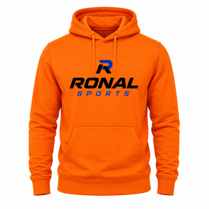 เสื้อฮู้ดผู้ชายสีส้มยี่ห้อ Ronal Sports ผ้าฝ้ายฟลีซ โลโก้ด้านหน้า แขนยาวทรงปกติ สไตล์ฤดูใบไม้ร่วง ราคาพิเศษ - Product Image 1
