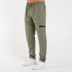 Pantalon Cargo en coton décontracté pour homme Pantalon droit léger de grande taille avec plusieurs poches pour vêtements de travail de printemps Teint uni - Product Image 1