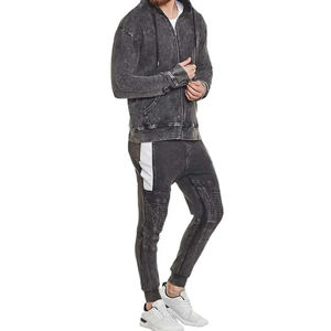 Ensemble de survêtement personnalisé OEM pour homme, effet délavé, avec sweat à capuche et pantalon de jogging en coton, style streetwear hiver - Product Image 6