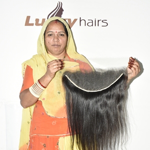 100% Natural Black Indian Human Hair HD Frontal Straight 10-22 Inches Remy Unprocessed Raw Machine Double Weft Clip-in Extension - Product Image 1