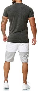 Conjunto de camiseta de manga corta y pantalones cortos para hombre con bloques de color, ropa casual de verano, tejido de punto de secado rápido, conjunto de dos piezas - Product Image 6