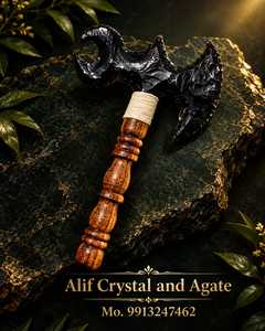 Handgefertigte Obsidian-Kampfaxt und -Schwert, Heilstein-Zauberstab, Feng-Shui-Modell für Kristallkunsthandwerk und Geschenke - Product Image 1