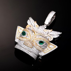 Pendentif Masque de Renard Iced Out en Argent 925 Plaqué Or 18K avec Moissanite Micro-Pavé, Breloque de Luxe Hip Hop Bling pour Rappeur - Product Image 2