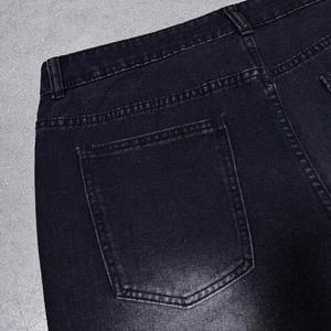 Shorts Bermuda en jean noir pour homme, taille mi-haute, fermeture boutonnée, motif à pois pailletés, style urbain, tissu tissé - Product Image 2