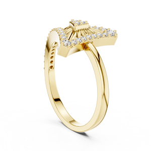 Anillo SOLARIS TRIANGLE con Diamante Cultivado en Laboratorio, Corte Minimalista, Bañado en Rodio, Oro Amarillo Sólido de 18 Quilates, para Compromiso, Fiesta, Boda, Evento Glamuroso - Product Image 3