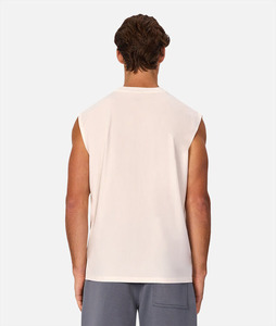 Débardeur tricoté sans manches pour homme, col rond, coupe classique, couleur unie, style décontracté, blanc, prix de gros, coupe décontractée, T-shirt pour homme - Product Image 2