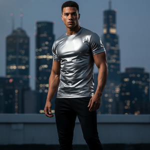 T-shirt de compression en gros pour hommes, anti-transpiration, haute performance, coupe ajustée, respirant, pour l'entraînement et le sport - Product Image 6
