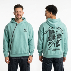 Sweat à capuche homme streetwear urbain 500 GSM ultra lourd, pull personnalisé avec impression et broderie, coupe oversize et carrée - Product Image 3