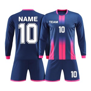 Ensemble de maillots de football personnalisés sublimés, écologiques, respirants, à manches courtes pour hommes, dégradé blanc-bleu, anti-transpiration, uniforme d'équipe - Product Image 5