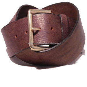 Cinturón de cuero de 2 pulgadas con hebilla de pin, ajustable, resistente, informal, de cuero, de latón sólido - Product Image 1