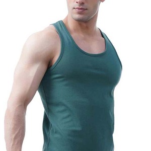 Débardeur sans manches pour homme, couleur turquoise, col rond, tricoté, décontracté, couleur unie, respirant, 100% coton - Product Image 4