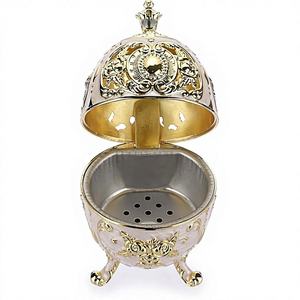 Antique Brass Resin <b>Ring</b> Base Bakhoor Incense Burner Modern Circular Pedestal Metal Mabkhara with Filigree Lid Eid Luxury Gifts - Product Image 2