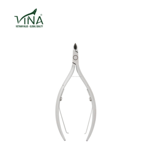 Pince à cuticules en acier inoxydable VNC-03 finition grise Poignée ergonomique droite à double ressort - Product Image 4