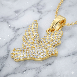 Collar con Colgante de Paloma Personalizado en Plata 925 Chapada en Oro, con Incrustaciones de Circonitas Naturales de Corte Brillante, Joyería Fina de Lujo, Regalo - Product Image 3