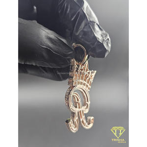 Collar con Colgante de Corona con Inicial 'R' de Diamante Cultivado en Laboratorio, Cadena Hip Hop con Incrustaciones de Diamantes, Collar con Letra Personalizada, Joyería de Lujo para Regalo - Product Image 2