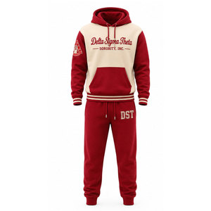 ชุดวอร์มมีฮู้ด Delta Sigma Theta ปี 1913 สีแดง ผ้าฝ้าย ชุดลำลองแบบเต็มตัวสำหรับทุกเพศ พร้อมลายพิมพ์ตัวอักษรและเชือกผูก - Product Image 2