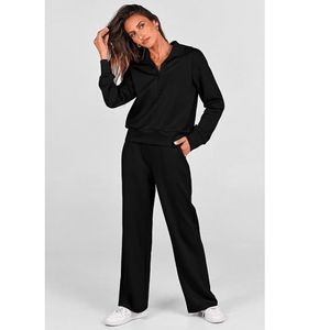 Conjunto Casual de 2 Piezas para Mujer, Sudadera con Capucha de Forro Polar, Chaqueta con Cierre de Cremallera, Poliéster/Algodón, Manga Larga, Pantalones con Cintura Elástica - Product Image 5