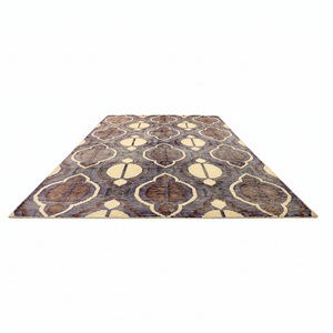 Alfombra con Patrón de Linterna en Tonos Malva, Gris, Marrón y Marfil, Alfombra Moderna de Diseño Geométrico, Antideslizante, Ecológica, Hecha a Mano con Lana Gruesa para Sala de Estar - Product Image 2