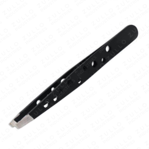 Pinzas de Cejas de Acero Inoxidable Negro Premium con Punta Inclinada, 9 Orificios, Logotipo Personalizado, Herramienta de Belleza para Dar Forma a las Cejas con Precisión, OEM - Product Image 3