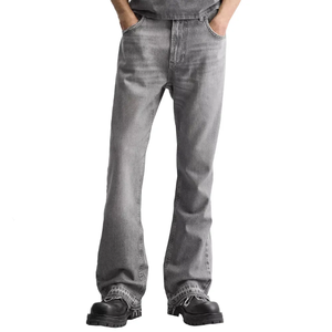 Jeans droits pour hommes GENERSA SPORTS, taille mi-haute, légers, respirants, à boutons, style hip-hop, lavage enzymatique, collection automne - Product Image 1