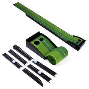 Tapis de golf miniature d'intérieur avec retour de balle et 2 tailles de trous, 3 balles incluses pour l'entraînement à domicile ou comme cadeau - Product Image 3