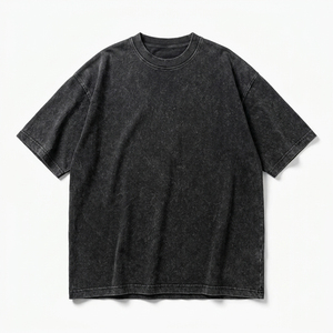 T-shirt Homme Délavé à l'Acide Coupe Oversize Coton Épais Style Rétro Streetwear Décontracté Col Rond Doux Respirant OEM ODM Vente en Gros - Product Image 2