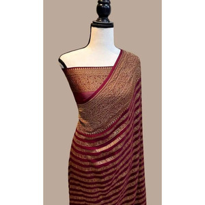 DESIGNER SOFT SILK <b>SAREE</b> WITH UNSTITCHED BLOUSE <b>MAROON</b> - Product Image 1