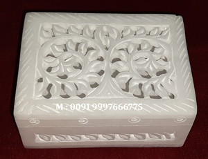 Unique fait à la main de qualité supérieure fleur conception arrondie forme stéatite sculpture belle boîte de rangement pour garder les bijoux dans la boîte - Product Image 5