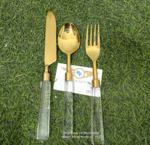 Juego de mesa dorada de acrílico de lujo Cubiertos para organizador de mesa de comedor para hoteles y restaurantes por Rfcraft - Product Image 3