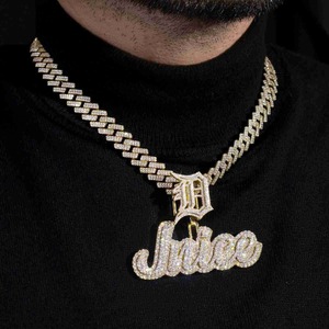 Custom name letter moissanite pendant iced hip hop jewellery bubble font diamond look luxury statement chain pendant - Product Image 3