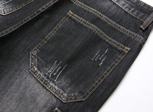 Shorts en jean respirant brodés bleu clair RNSHANGER, style streetwear, vintage pour homme, grande taille 48 - Product Image 3