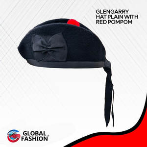Nuevo Sombrero Escocés Glengarry Negro Liso 100% Lana Pura para Gaita de Fúqueta/Kilt Venta al por Mayor 2026 - Product Image 6